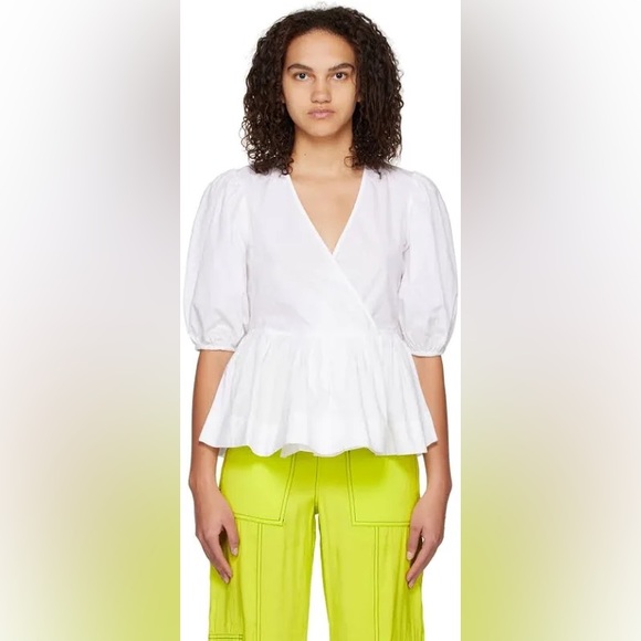 GANNI White Wrap Blouse - Picture 4 of 6